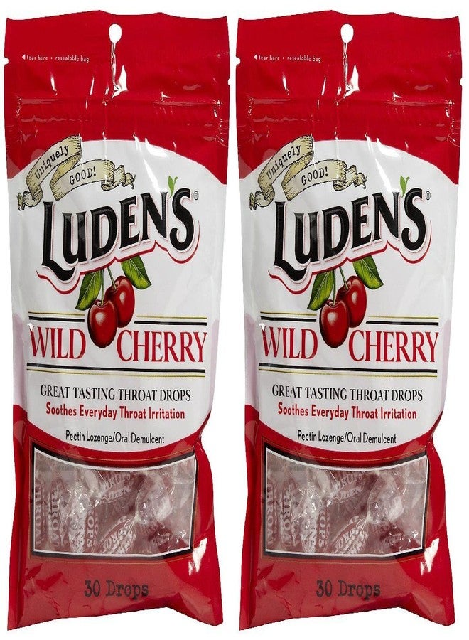 Ludens Wild Cherry Throat Drops, Sore Throat Relief, 30 Count (2 Pack)